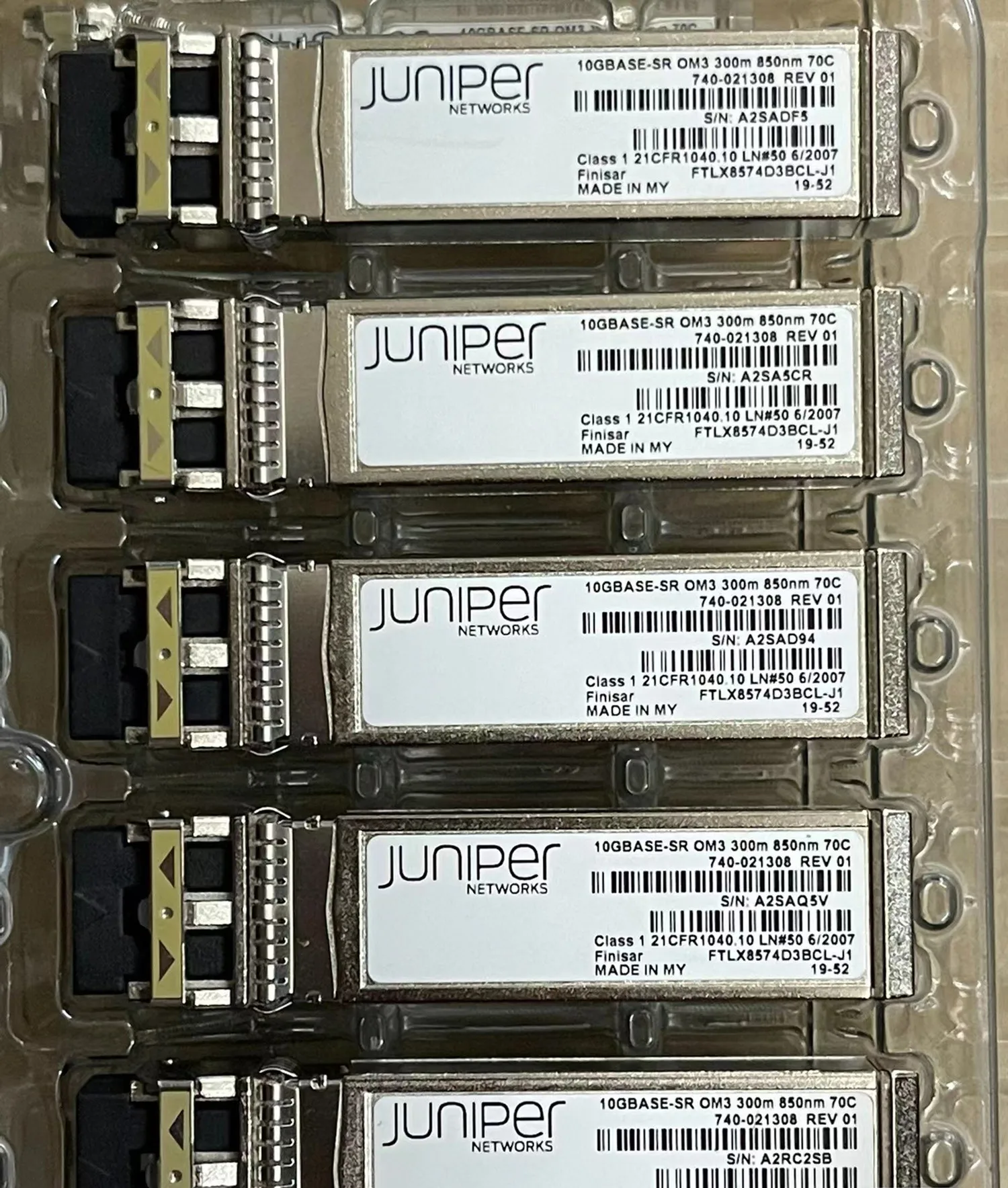 1PCS Juniper 10G SFP Networks Transceiver FTLX8574D3BCL-J1 10GBASE-SR OM3 300M 70C 740-021308 Juniper 10GB fiber adapter