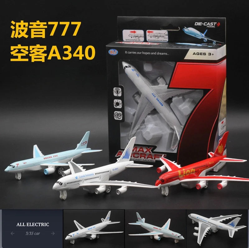 

A340 Alloy Aircraft Model Aerial Passenger Plane Pull Back Sound And Light Display Ornament Fighter Model Wall Ornament