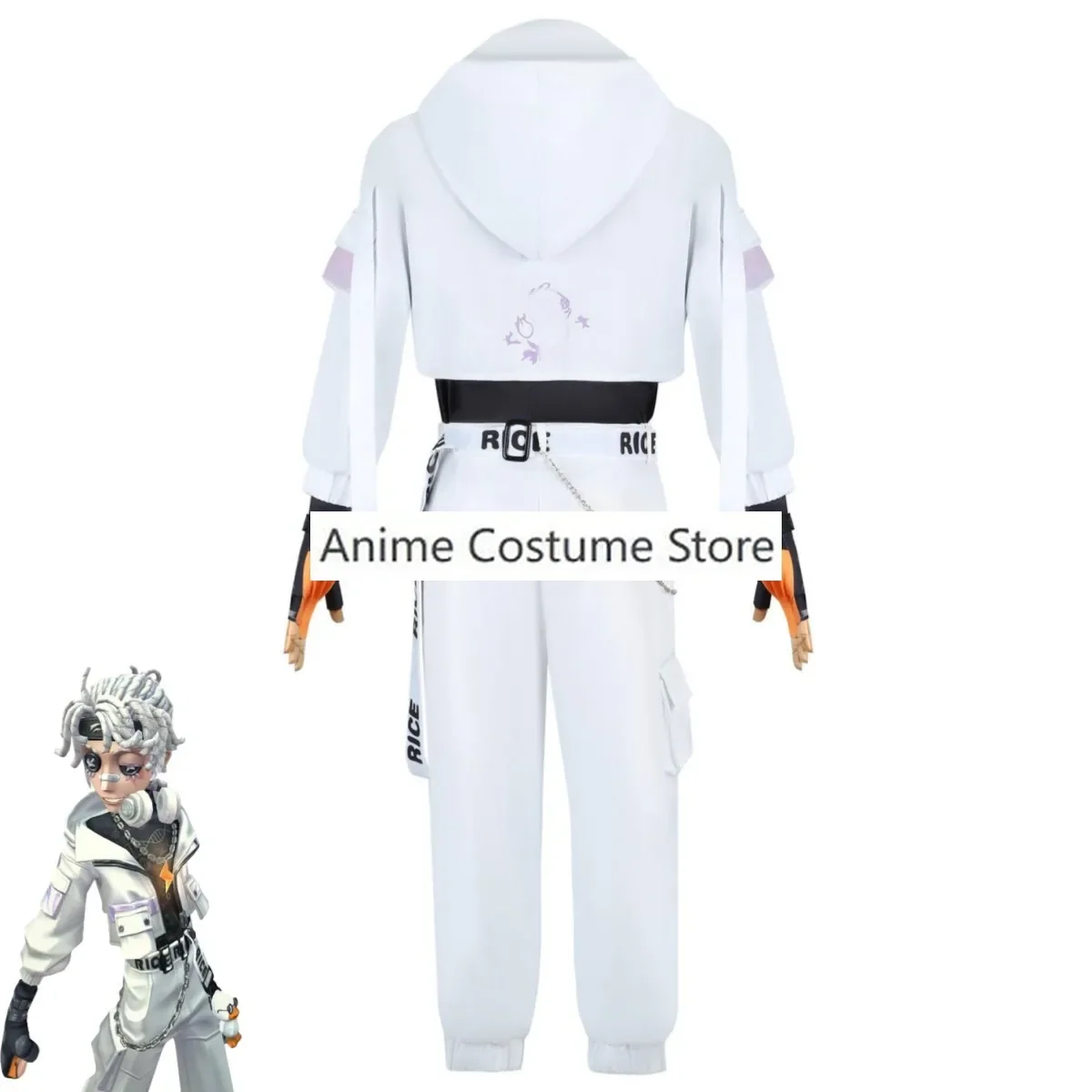 Luca Balsa ملابس تنكرية للرجال ، لعبة أنيمي ، هودي أبيض ، ملابس رياضية مع شعر مستعار ، أرز البط ب ، سجين ، بدلة ترفيه يومية