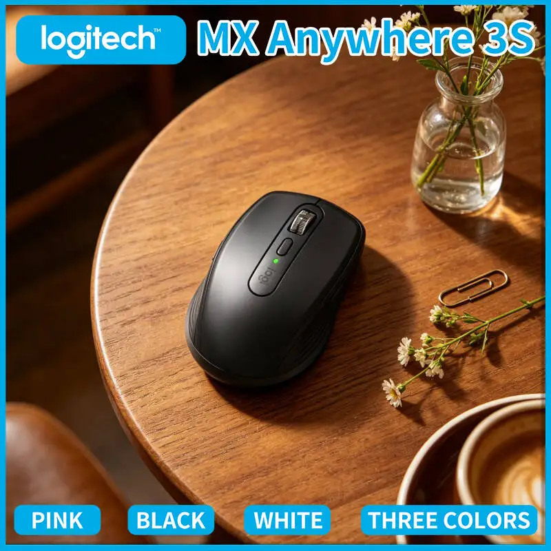 Premium Logitech MX Anywhere 3S - 8K DPI, MagSpeed Scroll, Silent Click, 3-Device Bluetooth, Anti-Slip Grip, Office Travel Use