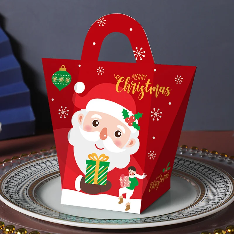 

Creative Christmas Gift bags Christmas snacks Candy Packing paper box Elk Santa Ribbon Hand-held gift box christmas supplies