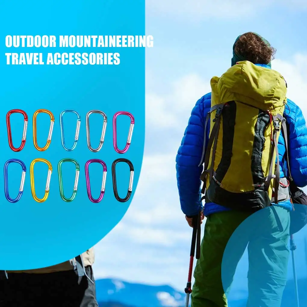 Climbing Carabiner D Shape Mountaineering Buckle Clip for Outdoor