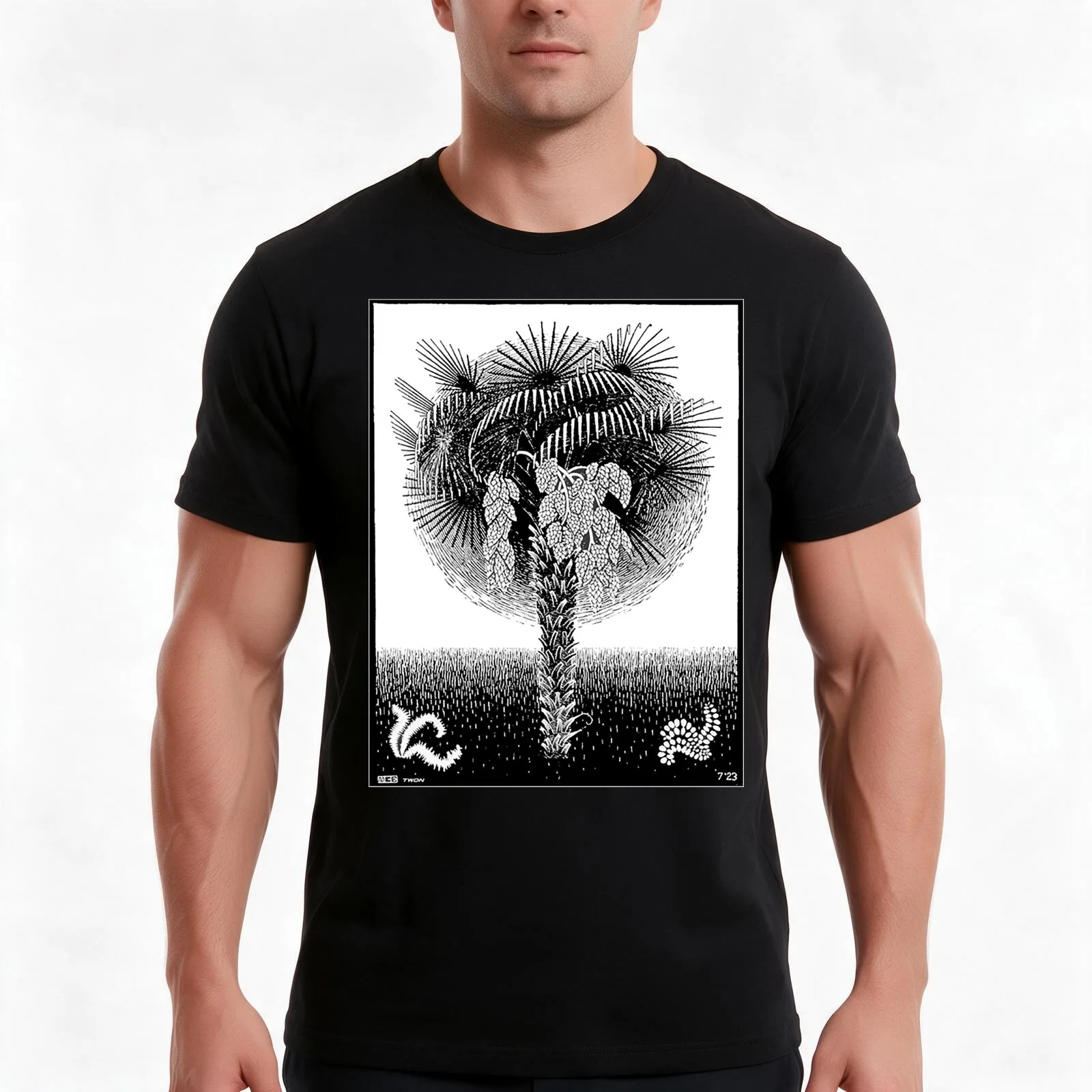 M.C. Escher T-Shirt Summer Casual Cotton Tee Oversized Streetwear Tops Vintage Graphic Print Loose Fit Short Sleeve