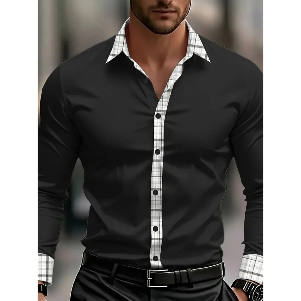 

Модная мужская рубашка с длинным рукавом из полиэстера с 3D-цифровой печатью, для активного отдыха, повседневная одежда, удобная, весенняя