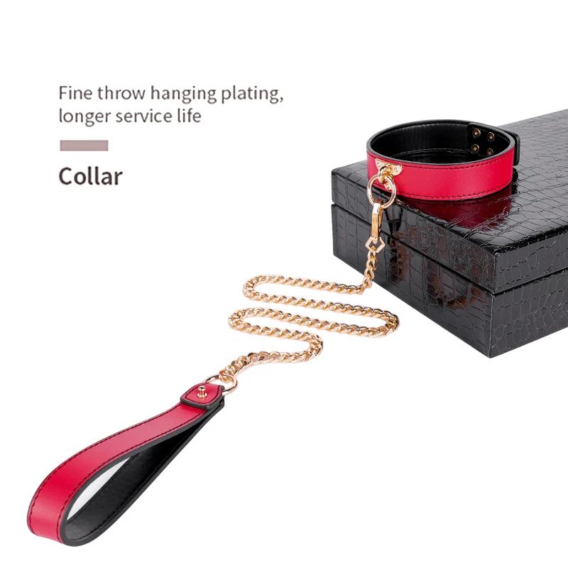 Red Genuine Leather Bondage Set BDSM Sex Toys Kits Restraint Handcuffs Collar Gag Whip Erotic Products Women Couples Adult Games