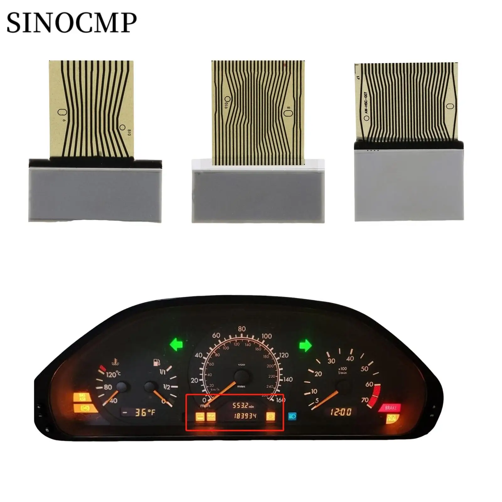 

3Pcs Dashboard LCD Screen For Mercedes-Benz W202 W210 W208 R170 1998-2002 Left Middle Right Car Gauge Sets Dash Panels