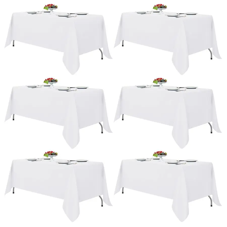 

Белые скатерти для прямоугольных столов, 6 штук, 70 x 120 дюймов, многоразовые и моющиеся, подходят для столов длиной 68 футов, полиэстер F.