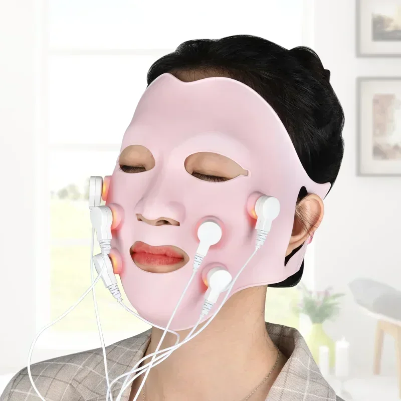 3d Siliconen Gezichtsmasker Elektrische Led Trillingen Schoonheid Massager Huidverjonging Anti-Rimpel Acne Verwijdering Face Spa Schoonheid