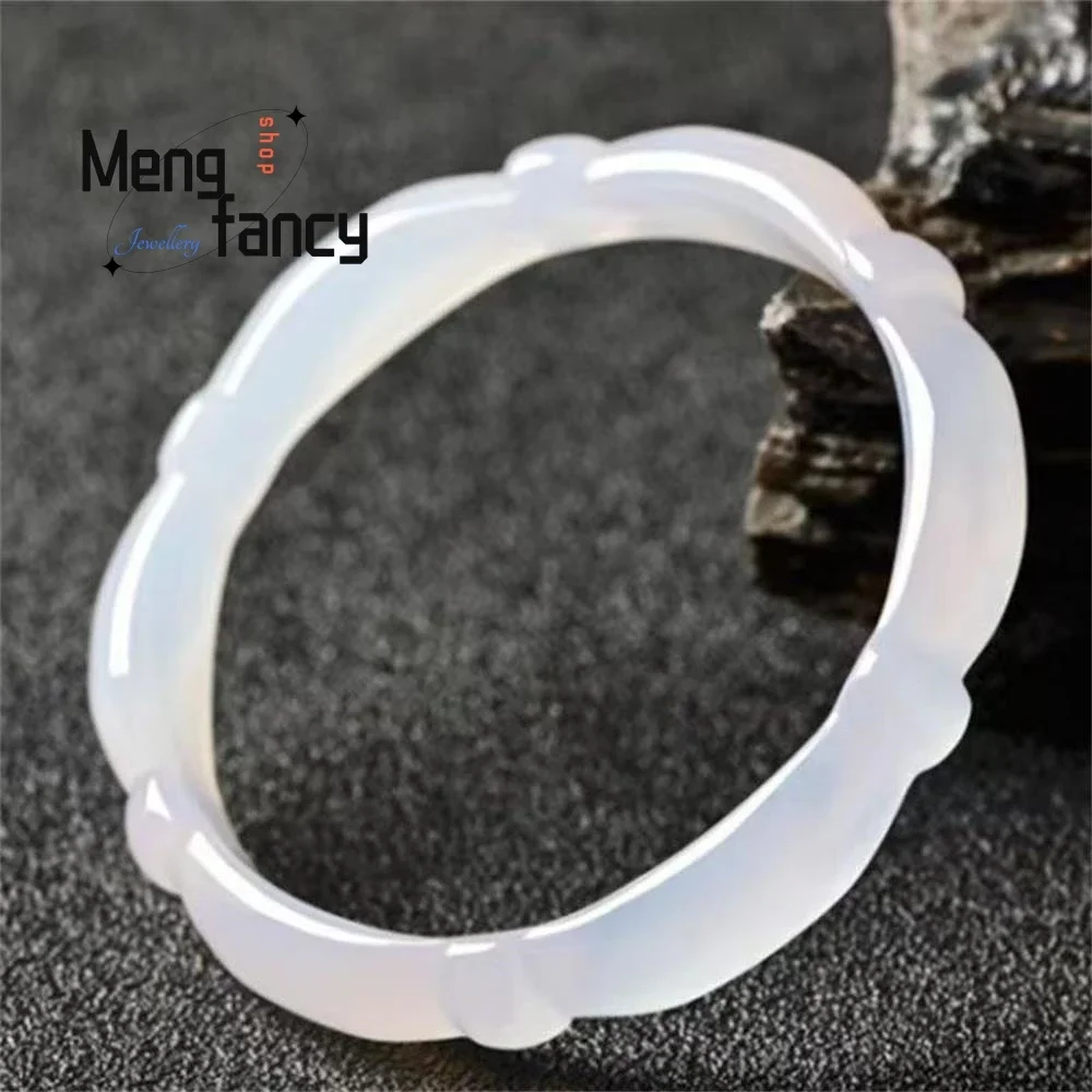 

Natural Brazilian Ice White Bamboo Chalcedony Agate Bracelet High-grade Exquisite Sexy Young Girls Fashion Jewelry Holiday Gift