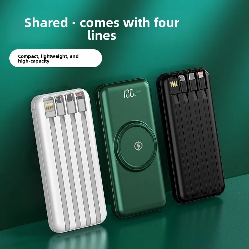 Hot Sale 10000mAh Wireless Power Bank Built‑in Cable for iPhone Samsung Xiaomi Android Phones Outdoor Travel Backup Power Supply