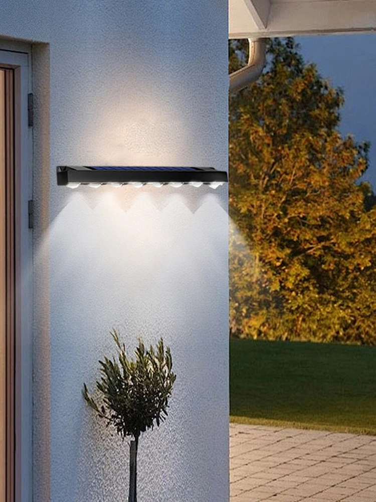 تعمل بالطاقة الشمسية LED الجدار الخارجي الخفيفة IP54 مقاوم للماء حديقة مصابيح إضاءة للمناظر الطبيعية 2200 مللي أمبير عنوان تسجيل الضوء لإضاءة الفناء #5