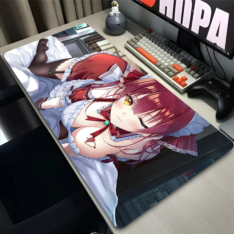 Mouse pad escritório pc acessórios de jogos teclado anime hd impressão mousepad portátil mesa mouse tapete hd h-hololive houshou marinho