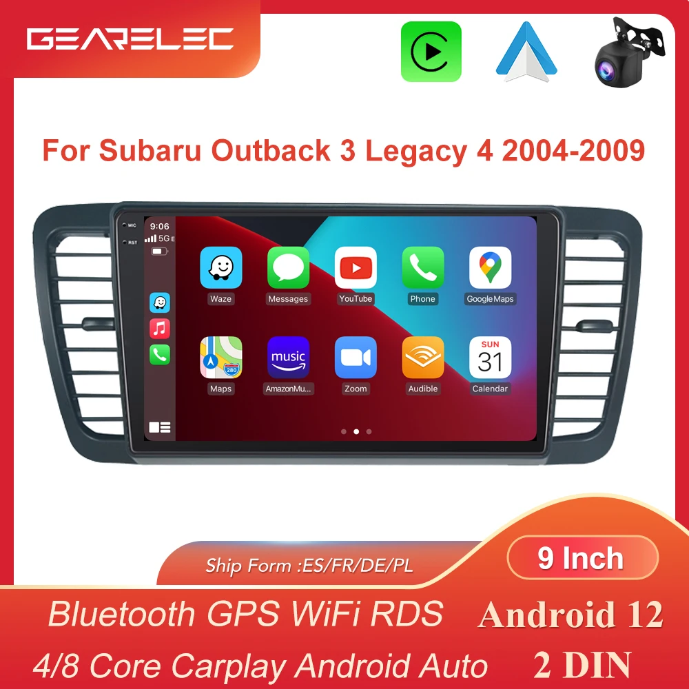 9 Inch 2 Din Carplay Android 12 Car Radio Multimedia Video Player For Subaru Outback 3 Legacy 4 2004-2009 Navigation GPS WIFI