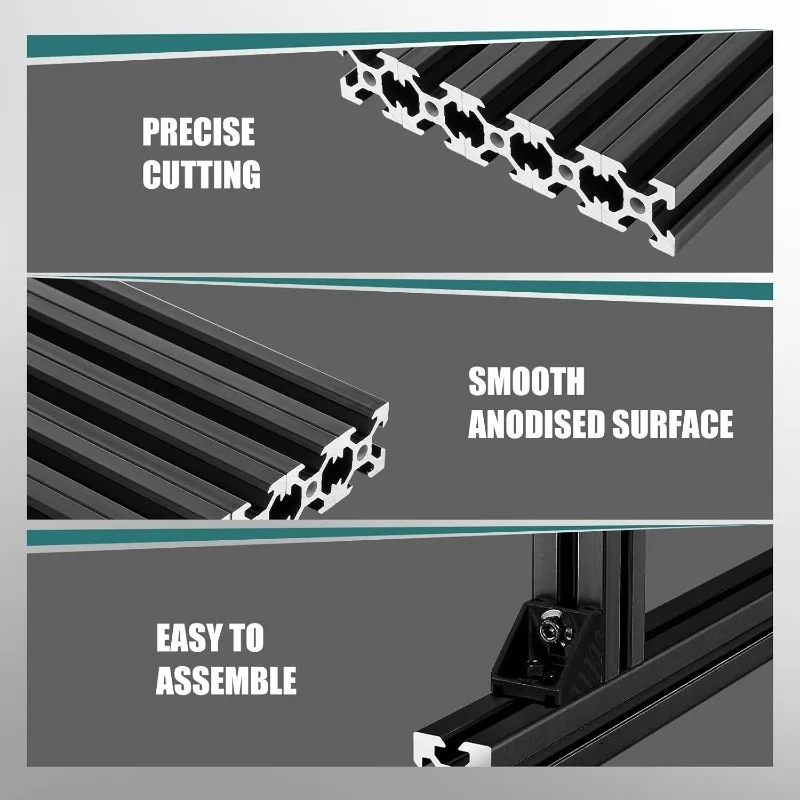 2020 فولت فتحة الألومنيوم النتوء الأوروبي القياسية بأكسيد السكك الحديدية الخطية لأجزاء الطابعة ثلاثية الأبعاد وCNC لتقوم بها بنفسك 800 مللي متر الأسود