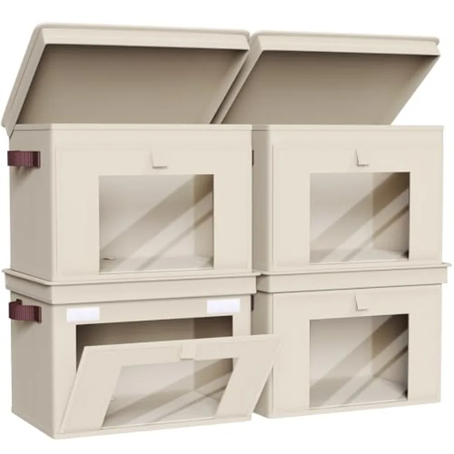 

Storage Bins with Lids Large Closet Organizers and Storage with Handles and Window Foldable Fabric Storage Cubes with Lids for