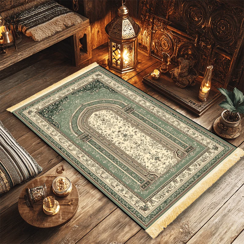 VIKAMA Luxuriöse Gebetsmatte mit Quasten, Muslimische Gebetsmatte für Zuhause, Islamische Gebetsmatte für Wohnzimmer