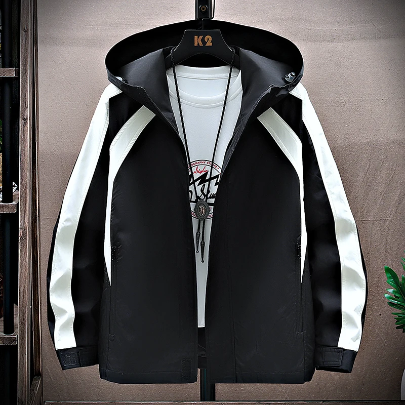 

Модные мужские повседневные куртки с капюшоном, весна-осень 2026, молодежная уличная одежда в корейском стиле, свободные пальто, уличные ветрозащитные топы, одежда