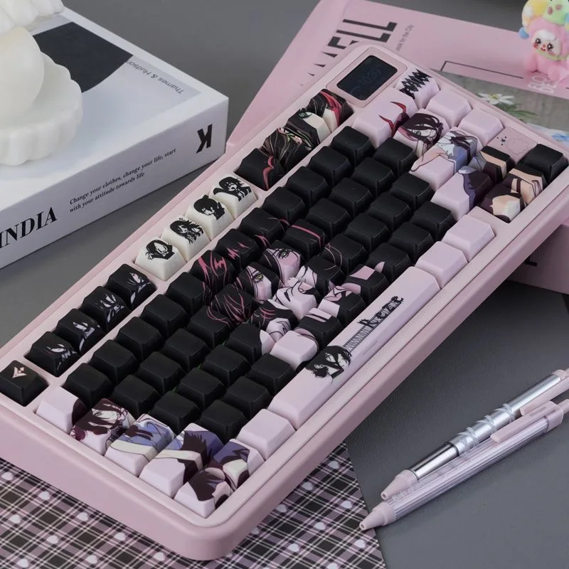132 キーアニメ Reze キーキャップダブルショット半透明キーキャップピンクチェリー Mx Wooting 60he 磁気軸メカニカルキーボード用