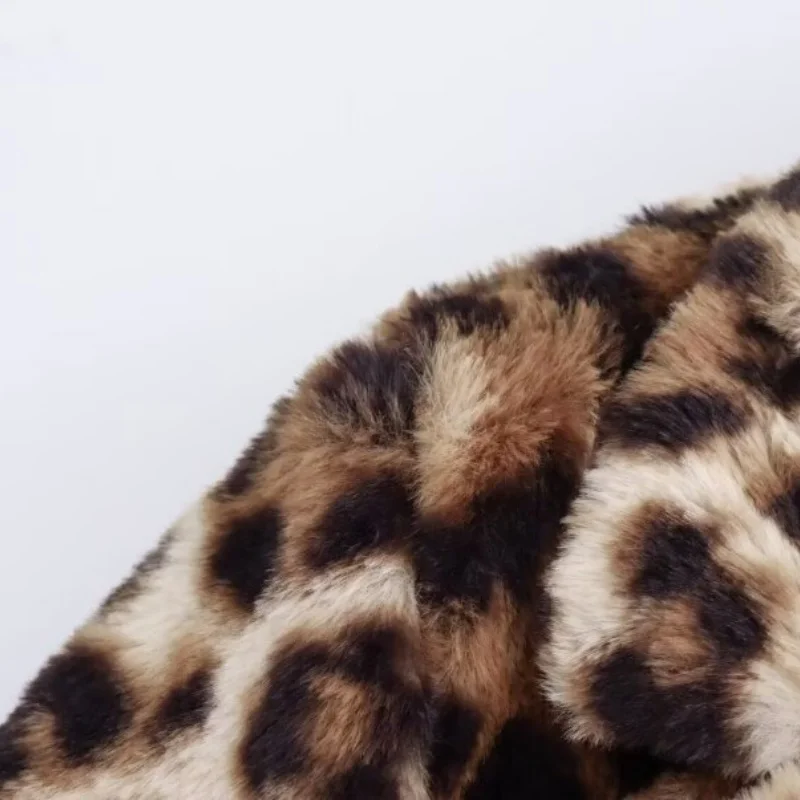 레오파드 프린트 패션 여성 인조 모피 코트 라펠 럭셔리 두꺼운 따뜻한 겨울 여성 루즈 롱 슬리브 재킷 스트리트웨어