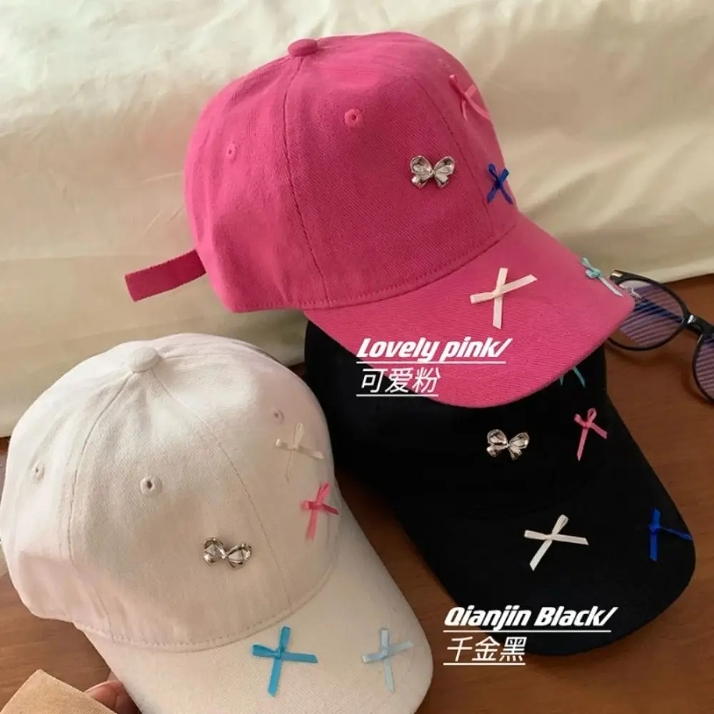 

Outdoor Sports Dopamine Baseball Cap Fashion Cotton Snapback Sun Hat Adjustable Bowknot Decor Golf Cap Women