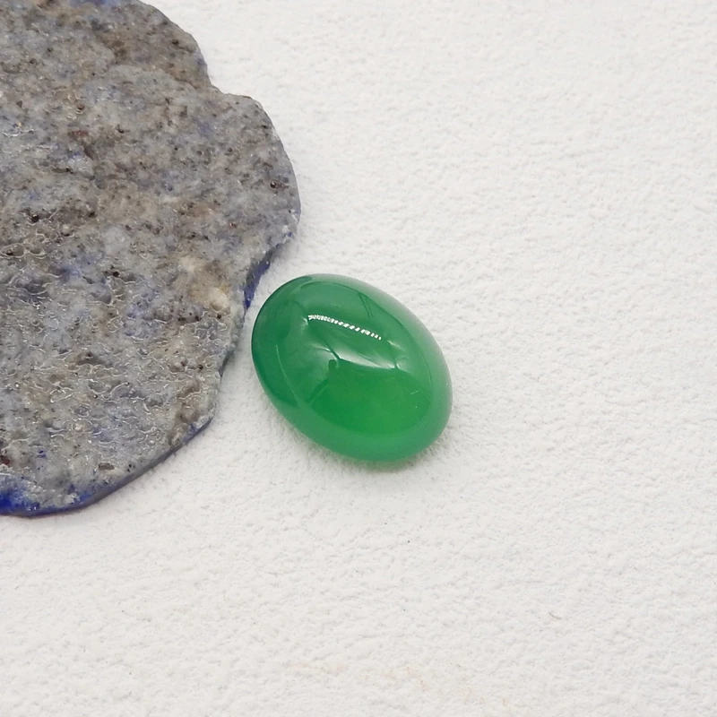 Natural Stone Oval Cabochon,Green Agate Cabochon For Pendant Ring DIY Making Jewelry Finding Free Drilling 20x15x9mm 4g