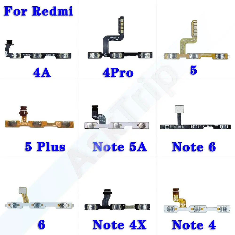 

Aiinant Up Down Button Mute key Switch On Off Volume Power Flex Cable For Xiaomi Redmi Note 4 5 6 4A 4x 5A 6A Plus Pro