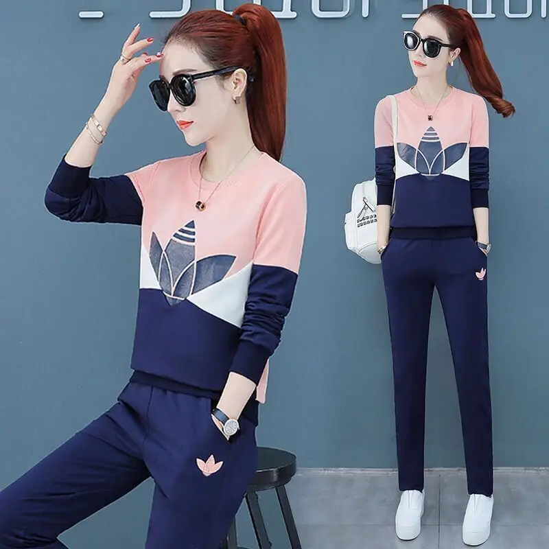 Spring and Autumn 2022 New Korean Long Sleeve Casual Sports Suit Western Relaxed Slim Pants Elegant Women's Two Piece Set