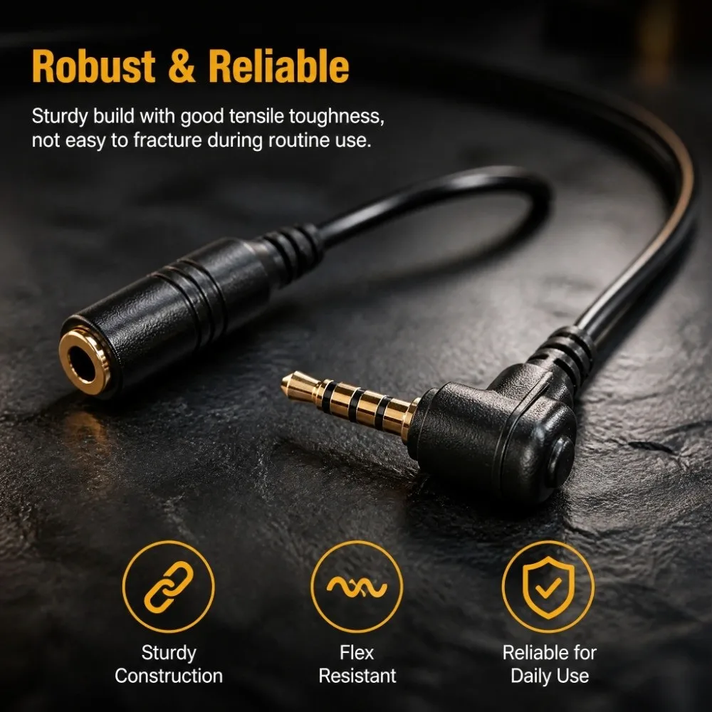 3.5mm Jack Headphone Adapter Connector Plastic Black Audio Converter Cable Lightweight 12cm Length Earphone Adapter Cable