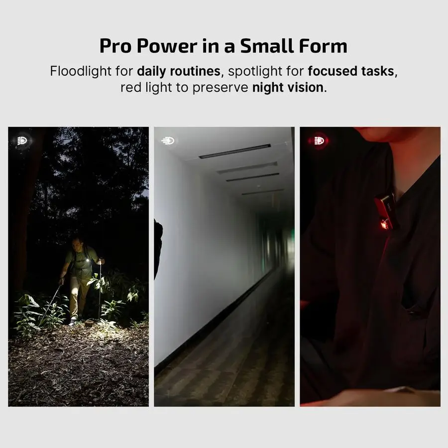 Oclip Pro EDC Flashlight Clipon Light, Rechargeable 500 Lumens with Three Lighting Solutions TypeC Charging, Magnetic Flash Ligh