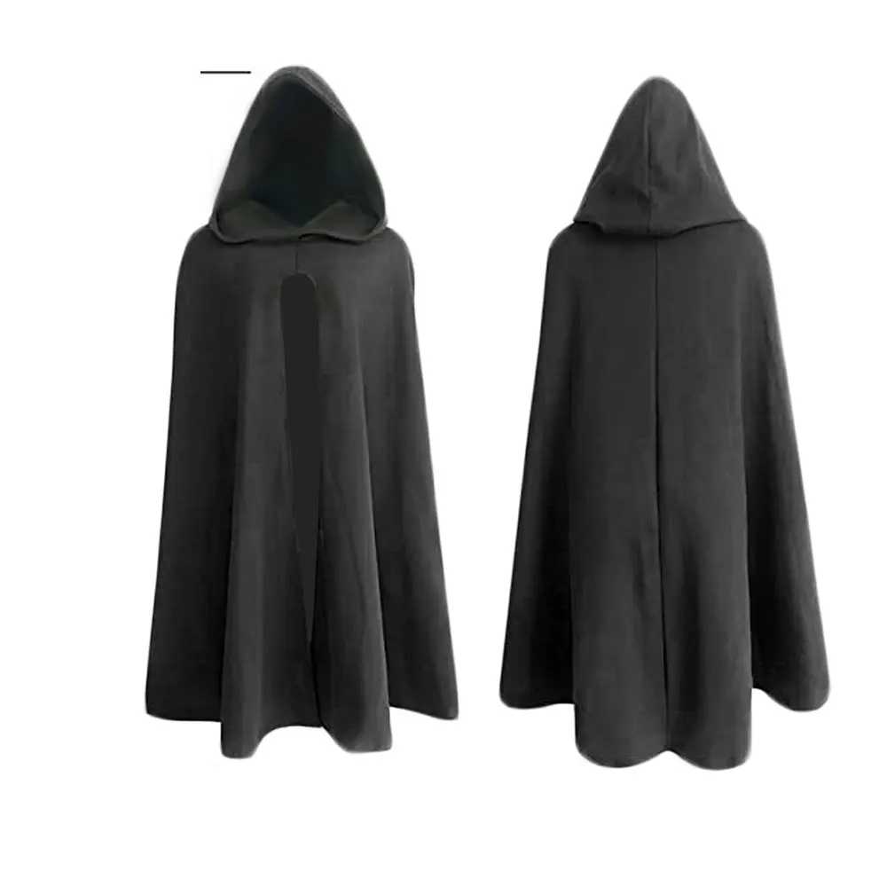 Manto medieval encapuzado para homens, bruxa pirata, cavaleiro guerreiro cosplay, traje de Halloween, capa