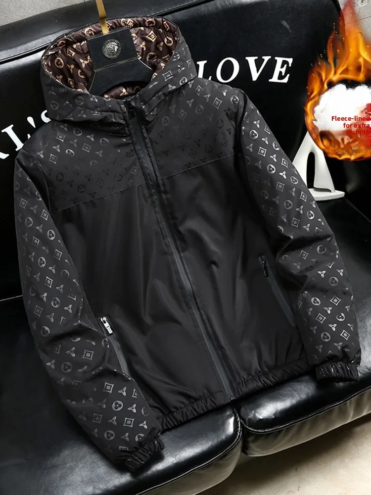 

Модный зимний джет для мужчин с капюшоном Splicing irt European Sle AN&LV een Cargo из полиэфирного волокна на молнии