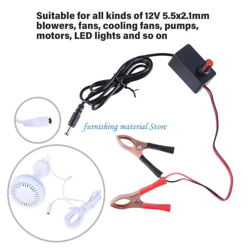 Y5GD Easy Installation 12V Inlines Lüftergeschwindigkeitscontroller mit PWM -Einstellschalter, geeignet für 5,5x2,1 mm