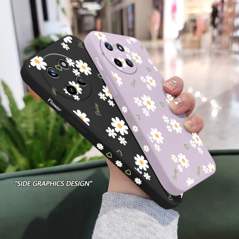 

Love With Daisy Phone Case For OPPO Realme 14 13 12 11 10 9 9i 8 8i 7 Pro Plus C35 C21Y C25Y C25 4G 5G Liquid Silicone Cover