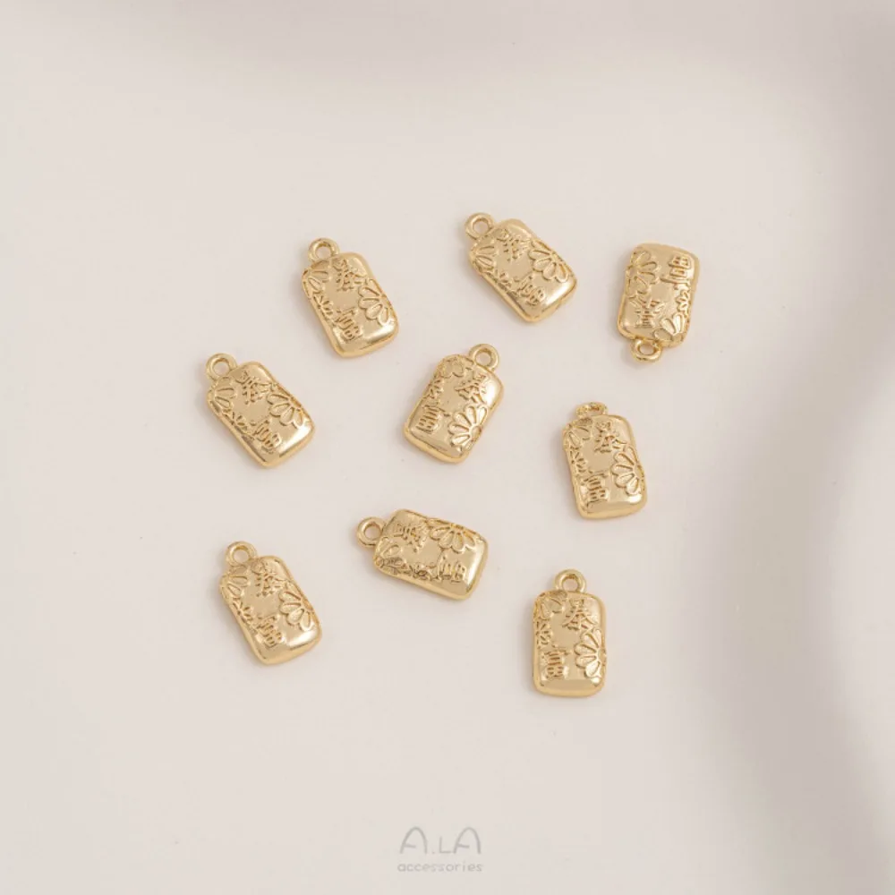 1 قطعة دلايات النحاس 14K الذهب اللون الحصول على الغنية شنق العلامات السلام سحر المعلقات الصغيرة اليدوية أساور يدوية مجوهرات اكسسوارات