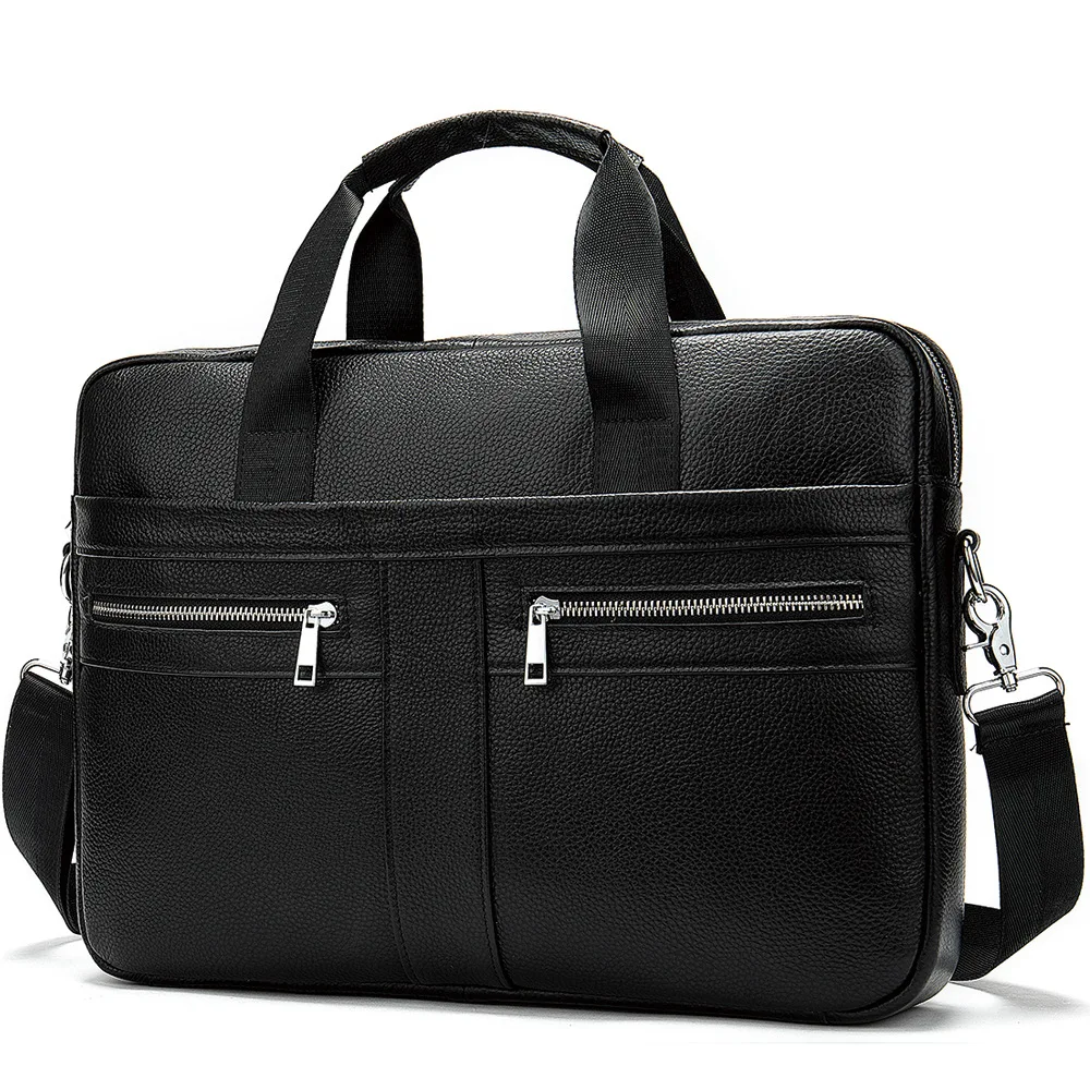 Bolso para ordenador portátil de cuero genuino para hombre, maletín para hombre, bolsos de oficina para hombre, maletín de cuero Natural, bolsos