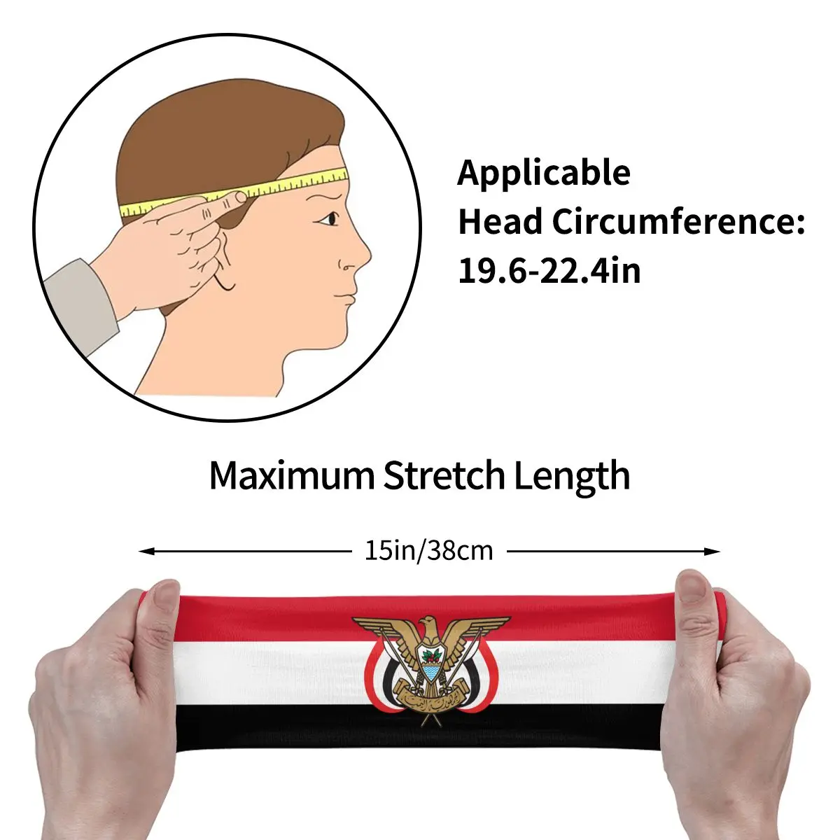 Custom Emblem Of Yemen Flag Athletic Sweatband Women Men Non Slip Quick Drying Headbands Yoga