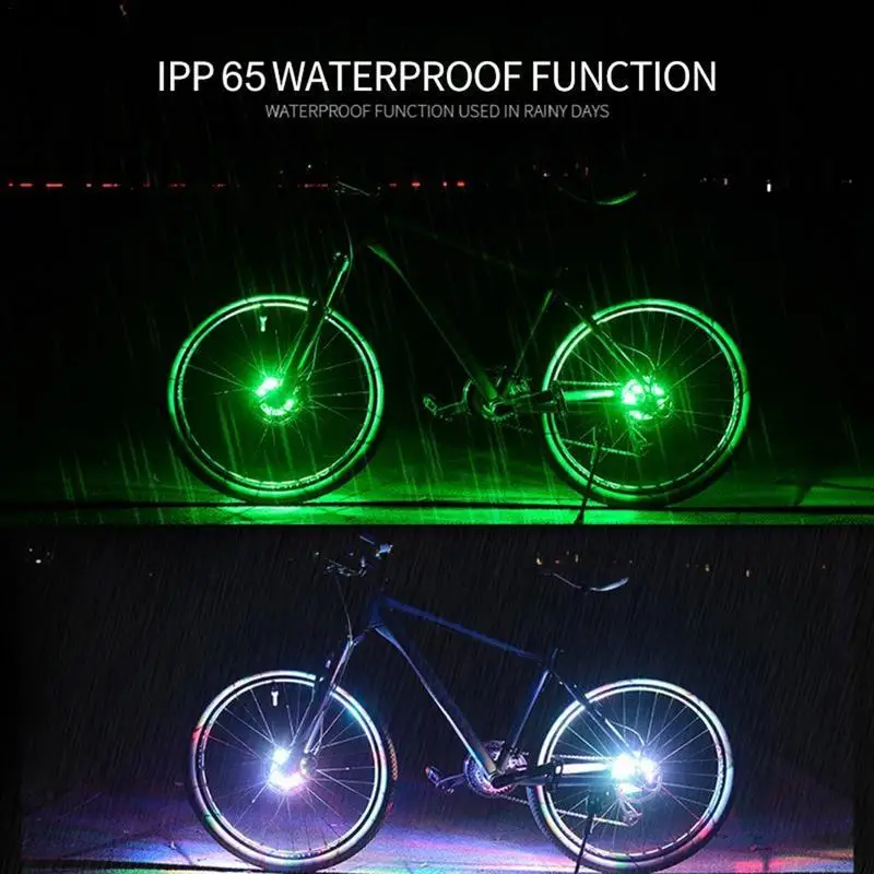 LED Rechargeable Bike Wheel Hub Lights Waterproof USB RGB Colorful Bicycle Spoke Lights For Safety Warning And Decoration