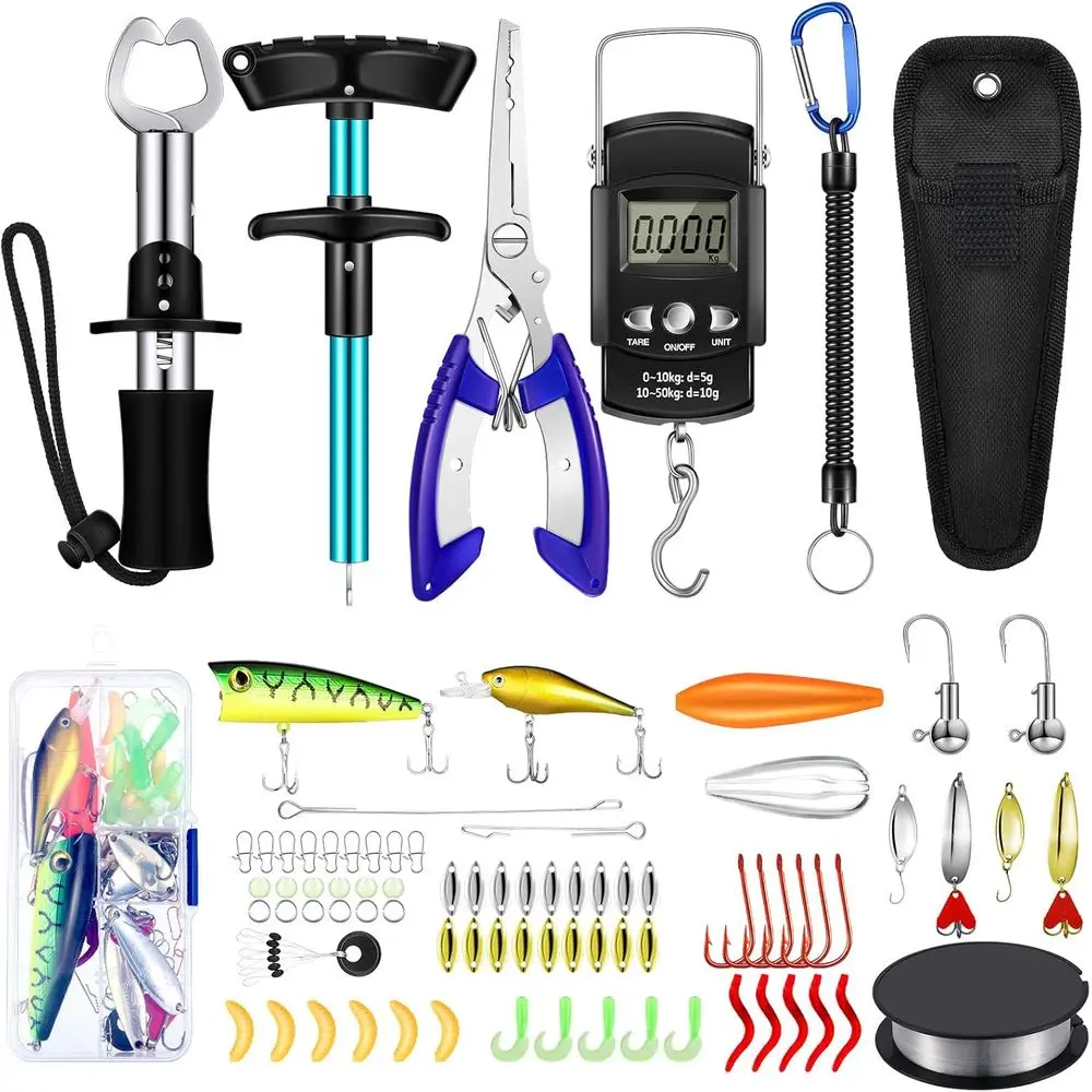 

Complete 134-Piece Fishing Kit: Essential Tools, Lures, and Tackle for Men, Adults, and Families - Perfect Christmas Gift