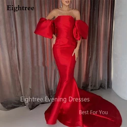 Eightree Elegant Red Arbaic Mermaid Evening Dresses Strapless African Women Prom Dress Formal Party Gowns 2024 Poet Bell Sleeves