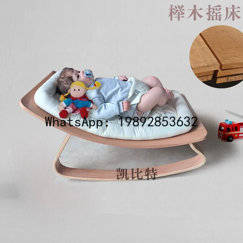 

r15Solid Wood Baby Sleep Aid Rocking Chair Home Use Newborn Cradle Bed Recliner