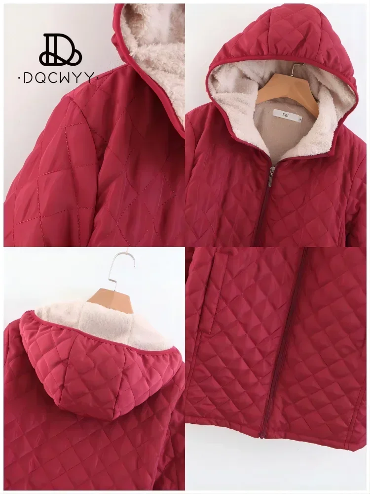 New Women Jacket Winter Hooded Plush Parkets Mid Length Casual Cotton-padded Jacket Winter Coat Women\'s Clothing Free Shipping