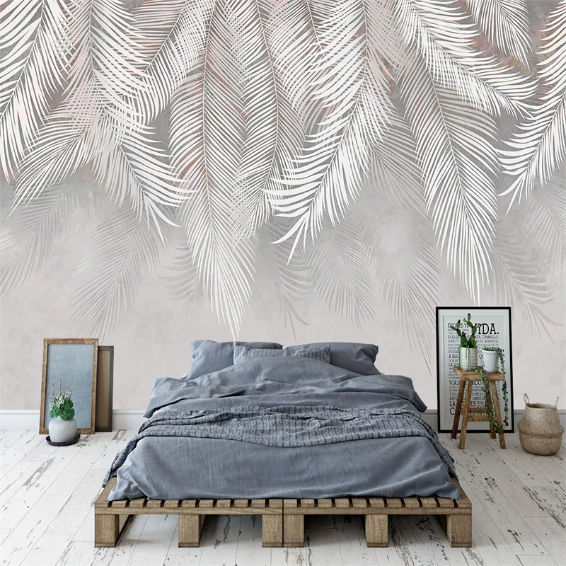 Customized 3D photo wallpaper mural Nordic minimalist luxury feather bedroom background wall hotel coffee shop decoration murals