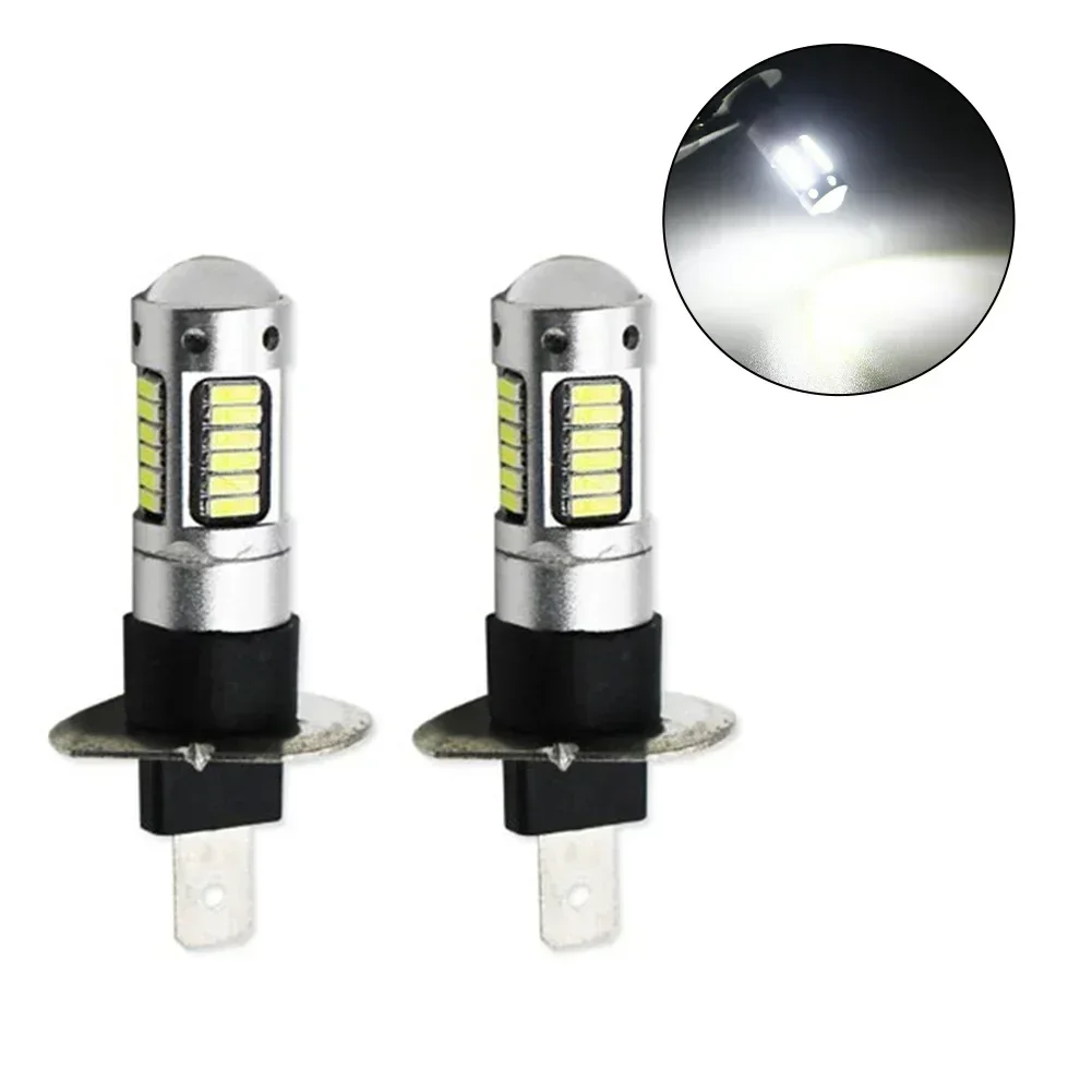 2pcs Of H1 6000k White LED Fog Driving Bulb Conversion Kit Ultra-Bright Energy Saving DC 12V To 24V Car Accessories