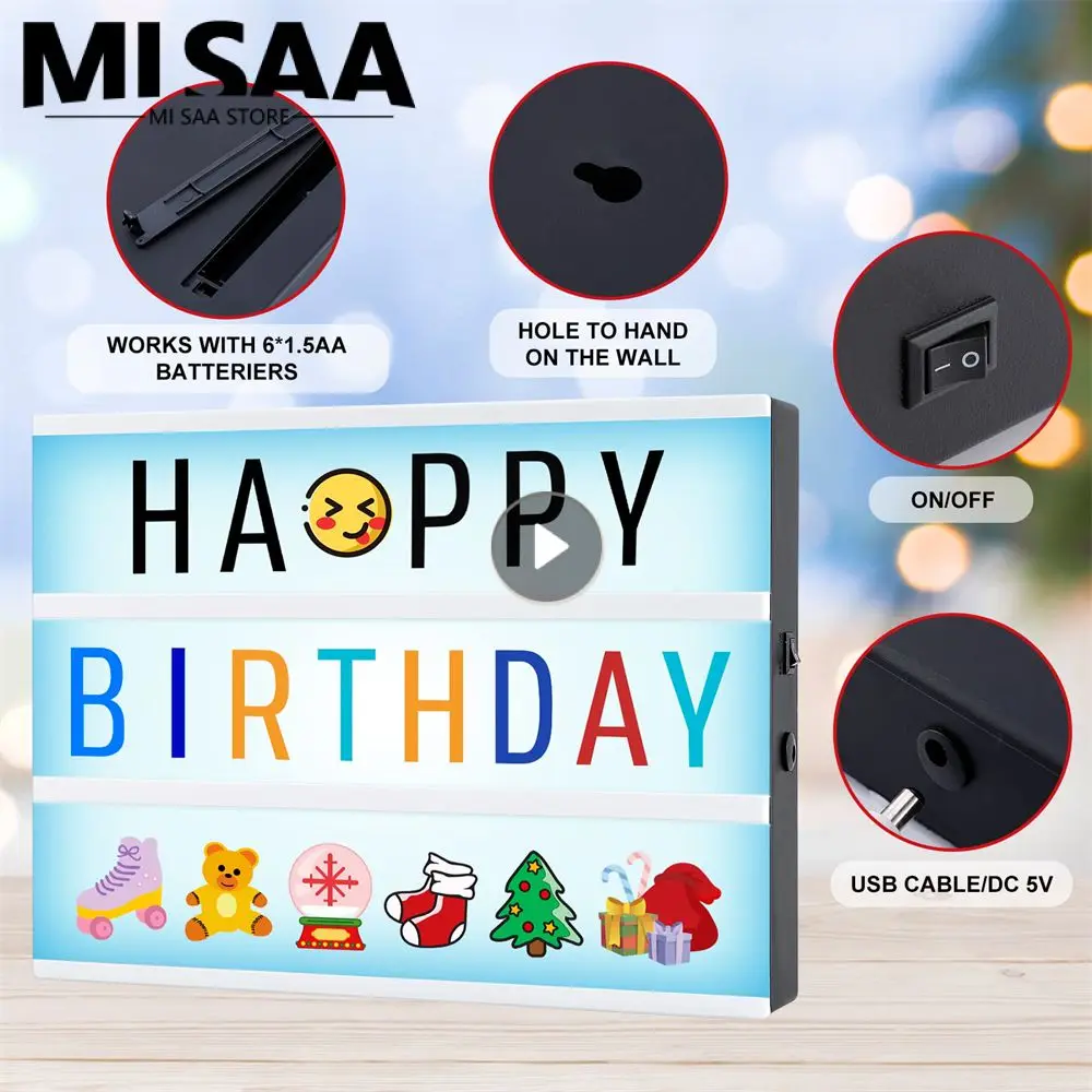 Table Desk Lamp A4 Colorful Battery Powered Night Bedroom Living Room Decoration Symbol Cards Decor Letter Light Box Letters