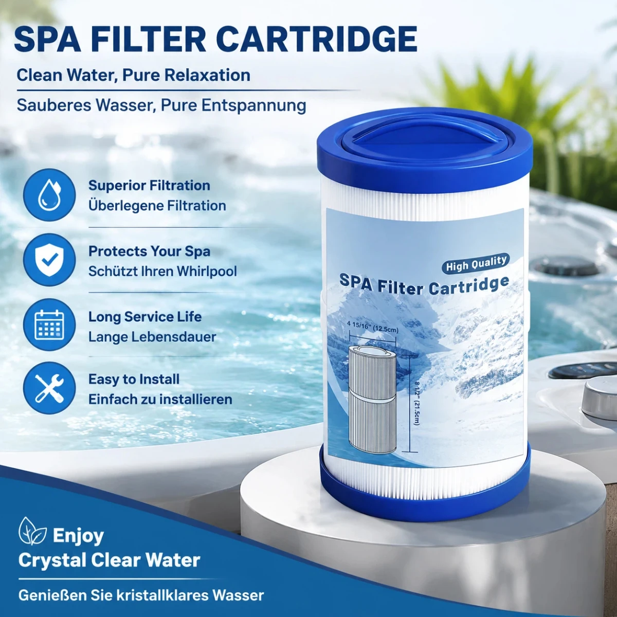SPA Hot Tub Filter 1 Pack 35 Sq.Ft Compatible with PWW35L 4CH-935 PDC580-AFS X268554 FC-0170
