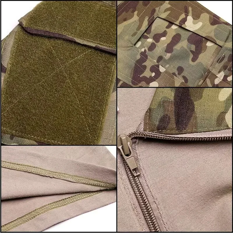Men's Outdoor Tactical Shirts Hiking T-Shirts,Hunting Clothes Adjustable Camo Long Sleeve Training Shirt Wear-resisting Tops