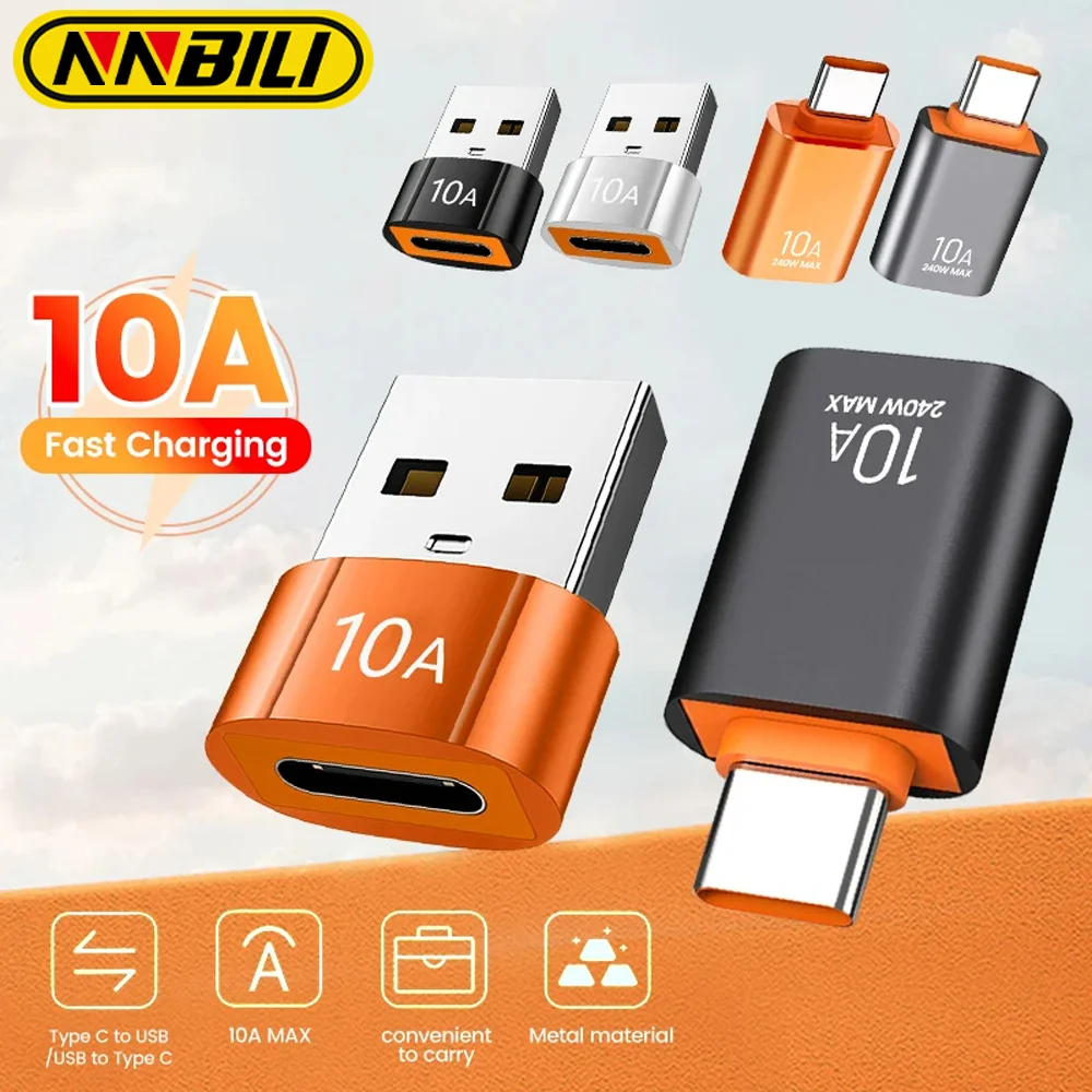 NNBILI 10A USB A zu USB C OTG Adapter Typ C zu USB Konverter USB 3.0 Adapter für Xiaomi 14 MacBook USB zu Typ C OTG Stecker