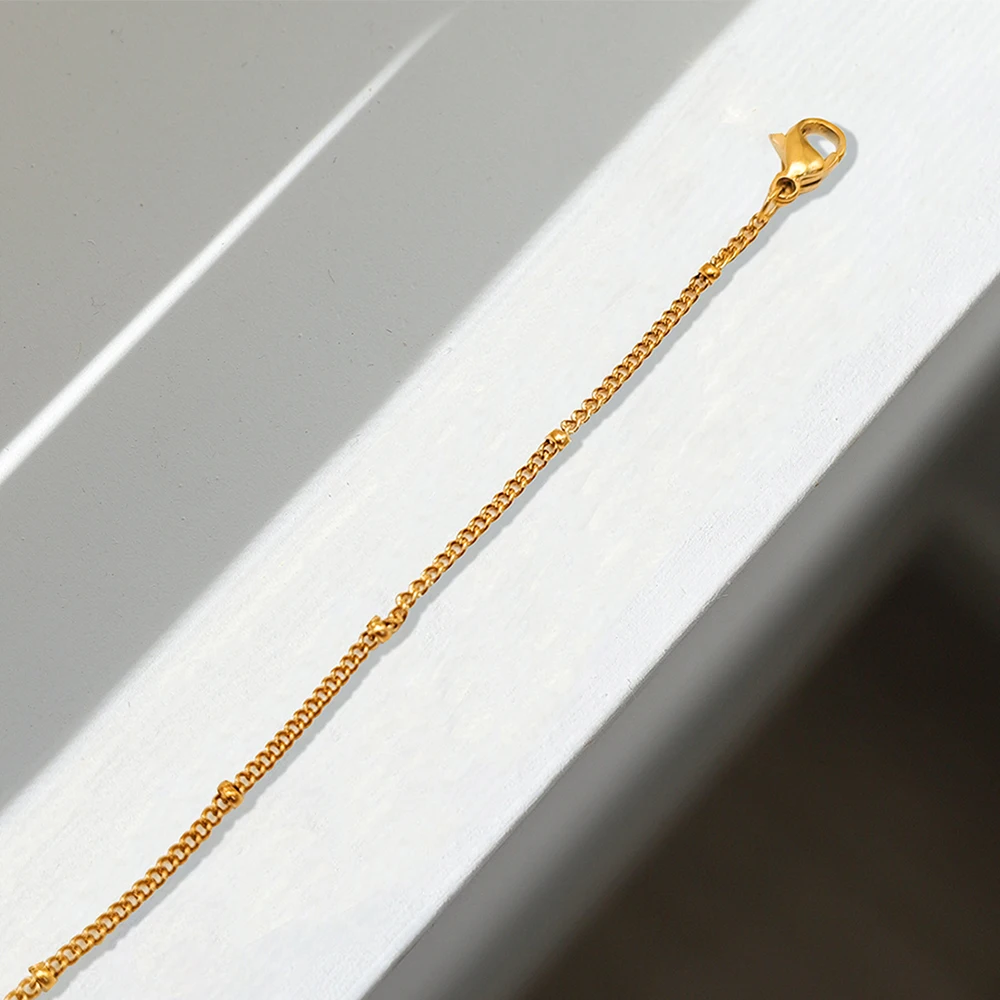 EManco 10PCS Wholesale Simple Female Dainty Chain Bracelet Jewelry Layered Beads Chain Bracelet For Women Stainless Steel Chain