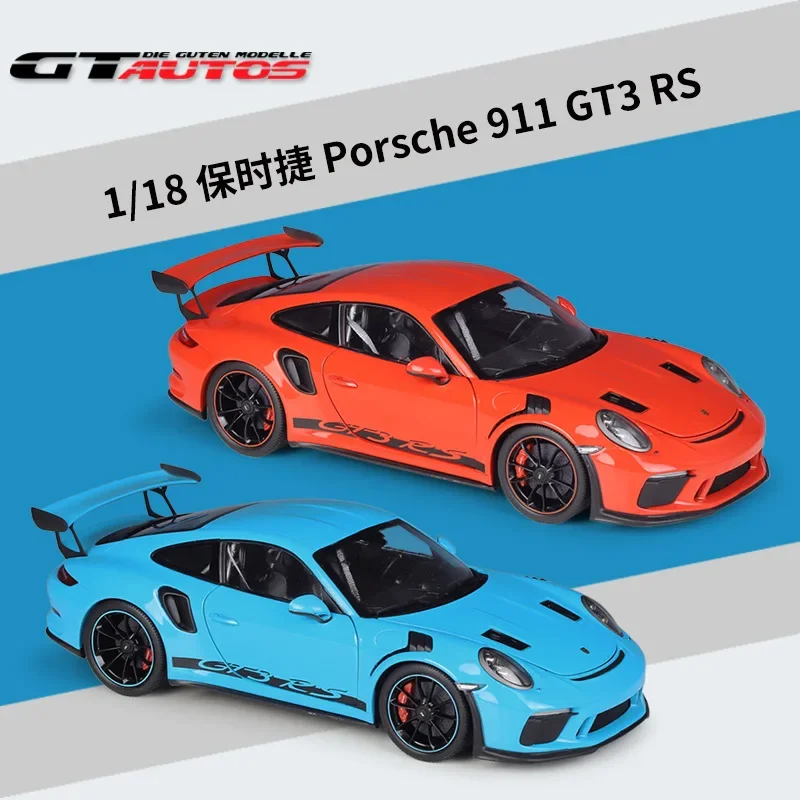 Welly Gta 1:18 Porsche 911 gt3 Rs Sports Car Simulation Alloy Finished Car Model Toys Gifts Collectible Accessories