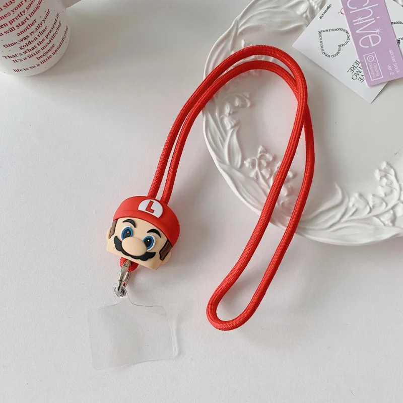 Super Mario Bros Phone Lanyard Anime Anti-lost Lanyard Strap Phone Safety Tether Keychain Chain Rope Cartoon Card Holder Strap